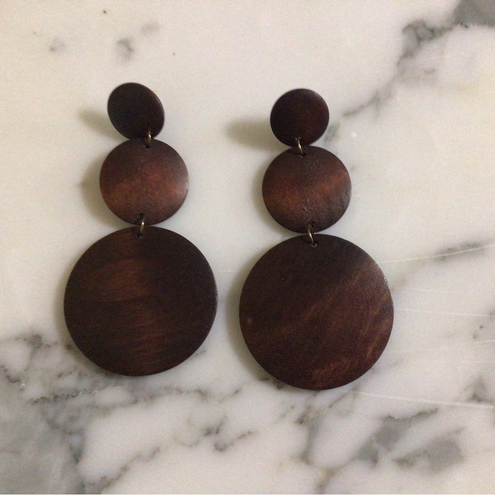 Elegant Brown Wooden Earrings